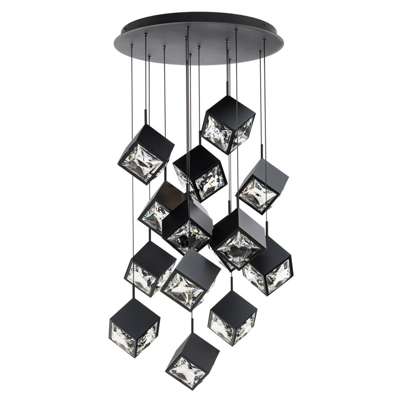 Ice Cube Round Multi-Light 4-CCT Pendant, Black