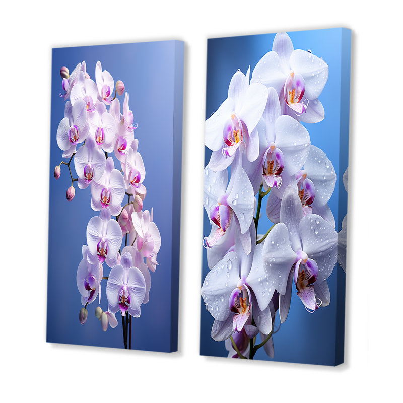 «Purple Orchids Elegance», 2 pièces, H 24 po x l 20 po, Toile tendue