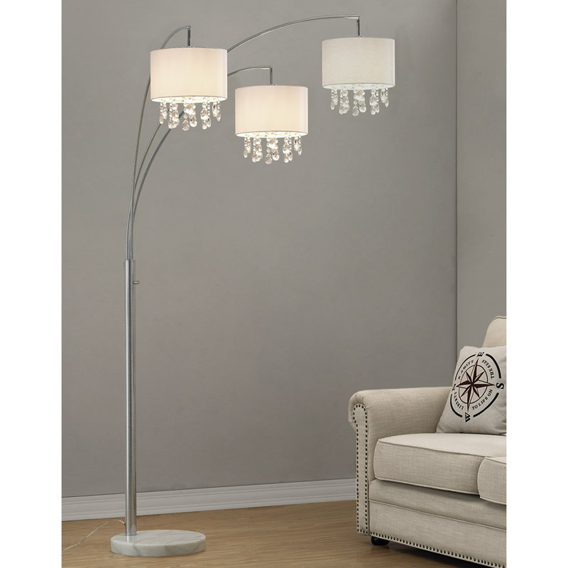 Jopling 83'' Brushed Nickel Tree Floor Lamp, White