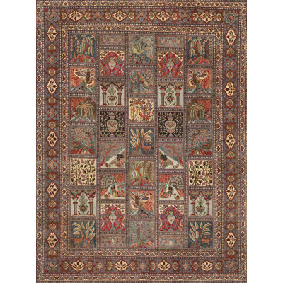 Tapis gris / brun / rouge