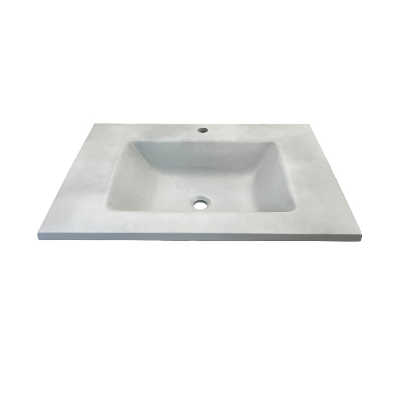 31'' Light Gray Concrete Single Bathroom Vanity Top with Rectangular Sink