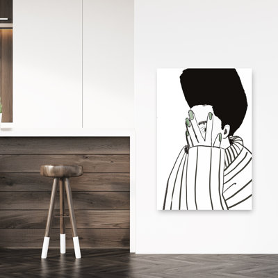 «Green Nails Peek», art mural abstrait moderne minimaliste