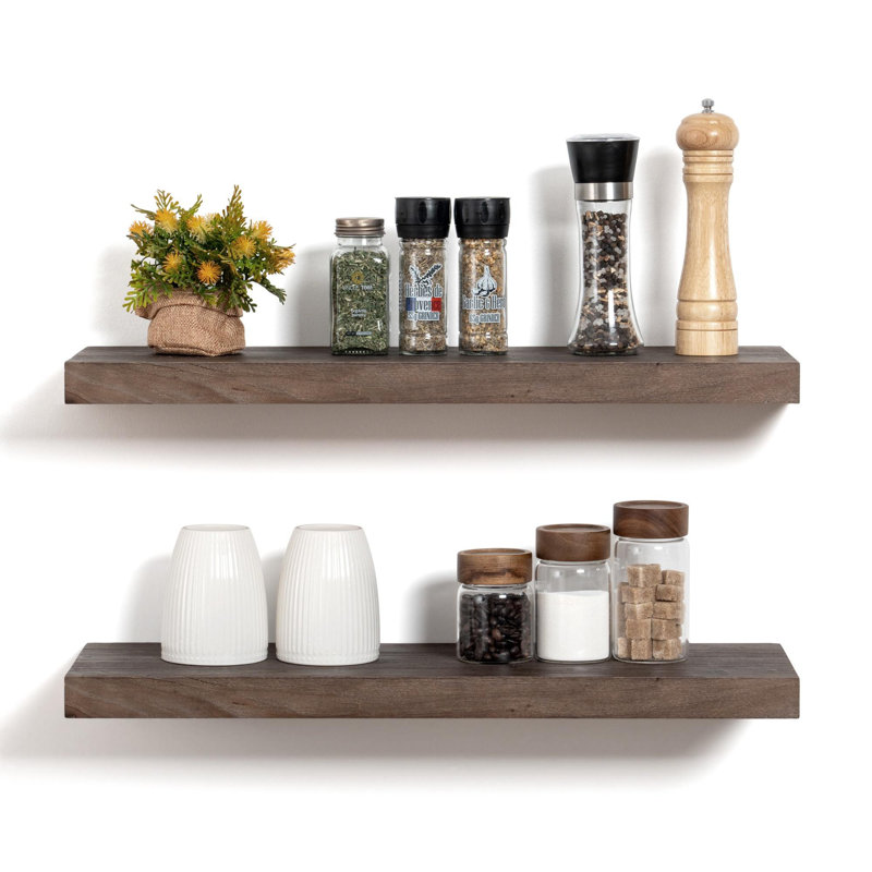 Ensemble de 2 tablettes flottantes Desseray, H 1,5 po x l 24 po x P 8 po, Noyer