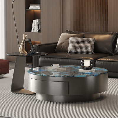 Super crystal stone round coffee table set