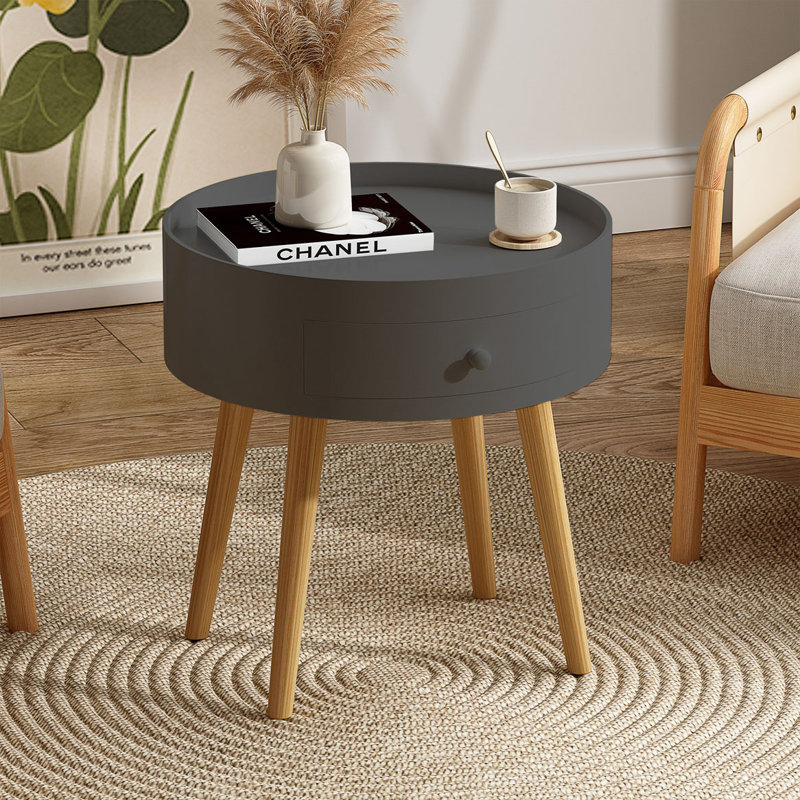 Table basse ronde Table basse en bois Table de salon Table basse moderne, Gris foncé