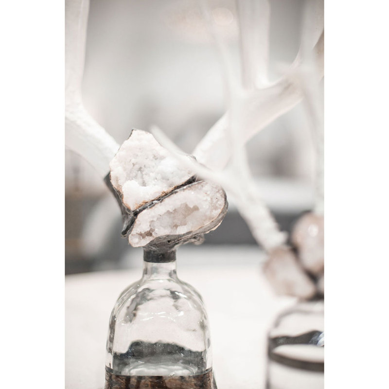 Handmade Glass Decorative Bottles, White/Clear