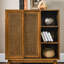 Armoire de couloir spacieuse avec pieds en bois massif et tablettes réglables - étagère à vin moderne Mid-Century