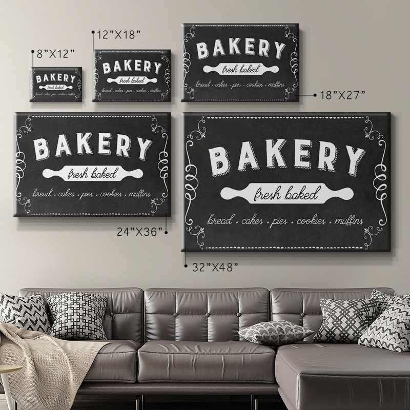 Toile tendue avec châssis de qualité supérieure Bakery - prête à être accrochée, H 18 po x l 27 po