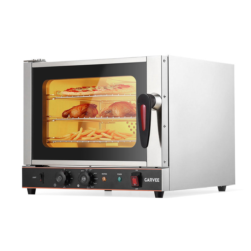 Commercial 22L/20Qt Convection Countertop Oven – 3-Tier Electric Oven with 1440W, Front Glass Door, Racks, Trays & Gloves