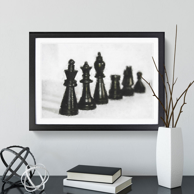 Chess Pieces Vol.1 - Picture Frame Graphic Art, 27cm H x 36cm W x 2cm D, Black Framed