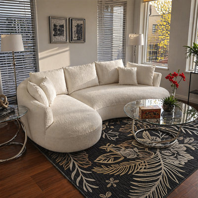 Canapé modulaire rembourré Boucle - Canapé incurvé confortable avec coussins moelleux, meubles confortables de luxe pour la décoration de salon | Sièges de maison nord-américains