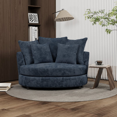 55.1" W Slipcovered Modern Reading Sofa Chair With 5 Pillows