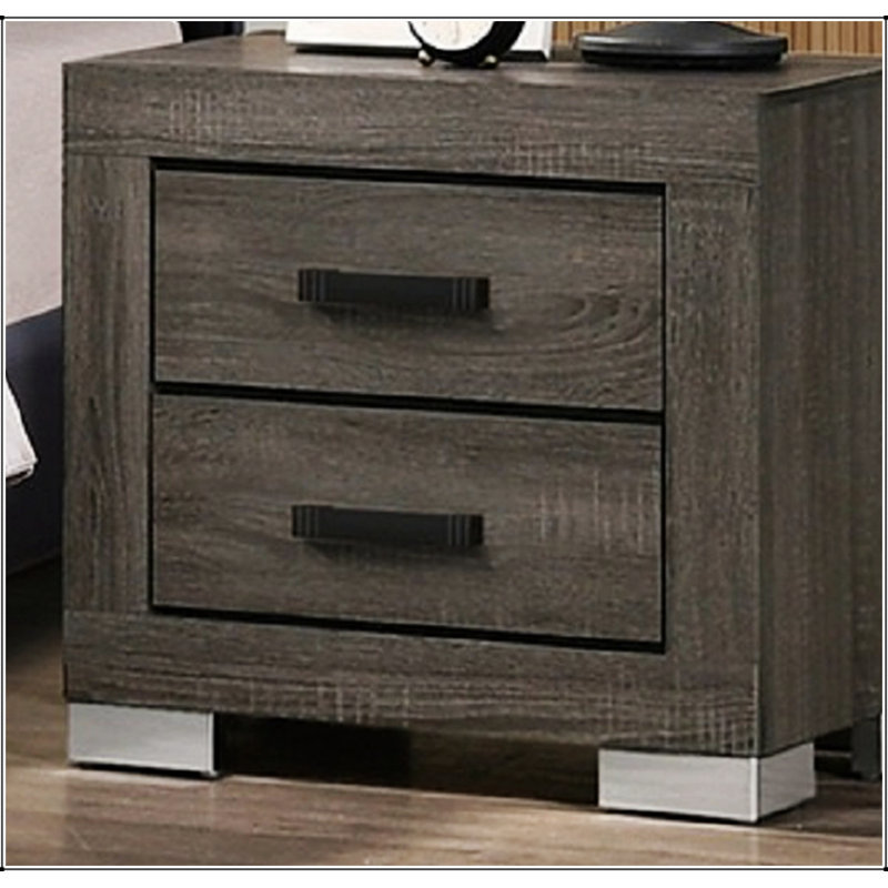 La table de chevet traditionnelle en bois avec tiroirs, gris, ajoute de l'élégance et du rangement à n'importe quelle chambre