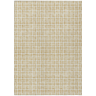 9' X 12' Gold Geometric Washable Indoor Outdoor Area Rug