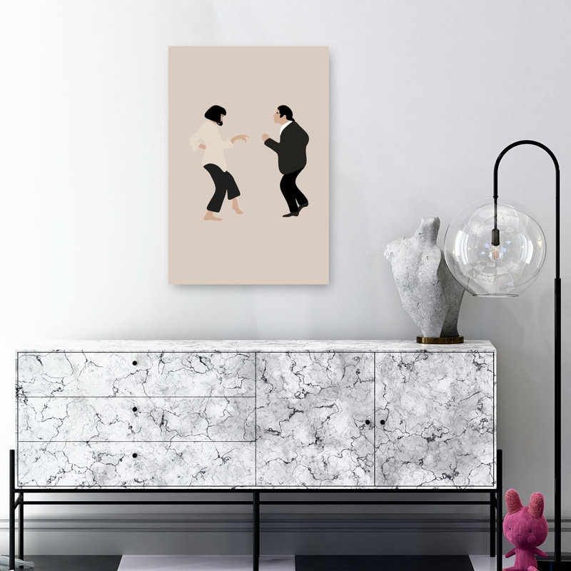 «Iconic Dance Couple», impression d'art mural minimaliste classique abstrait, 36" H x 24" W