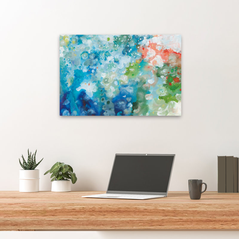 Art abstrait abstrait et bleu, H 16 po x l 24 po