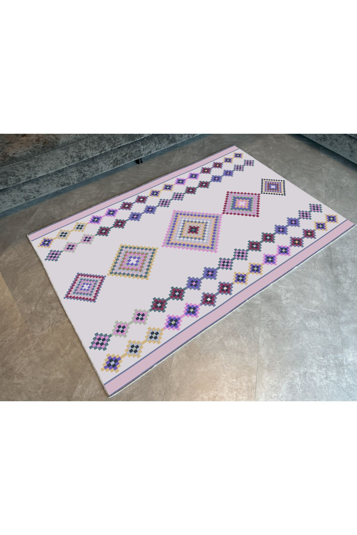 Pink Pattern Rug Traditional Hokku Designs Pink Themed Traditional Motif Patterned Decorative ...
