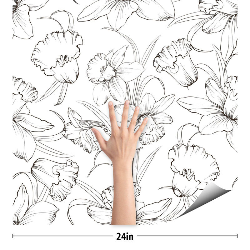 Iowerth Peel & Stick Floral Tile, 126" L x 24" W