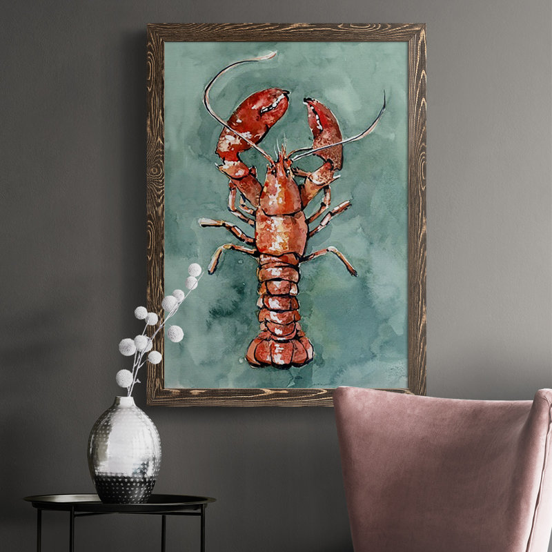 Blaid Aquatic Lobster II, reproduction d'art sur toile, H 43,5 po x l 31,5 po x P 1 po, Noyer