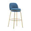 Ensemble de 2 tabourets d'intérieur revêtus de métal, cadre doré et revêtement bleu-117657640