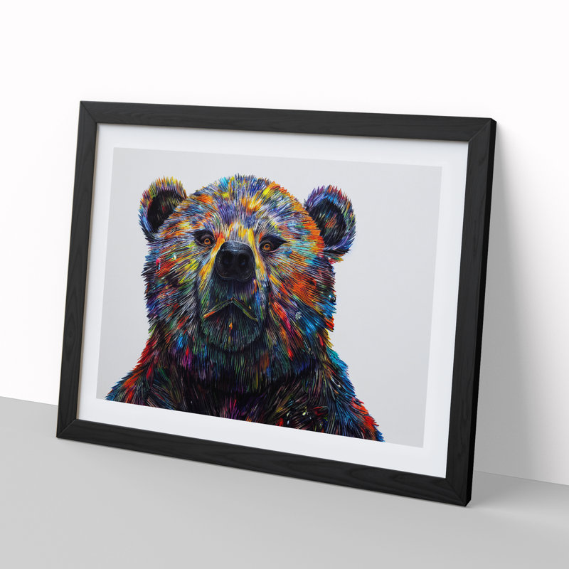 Irresistible Bear - Single Picture Frame Print, Black, 46cm H x 64cm W x 2cm D