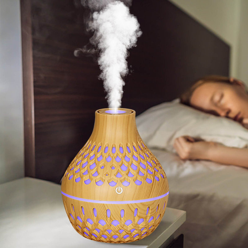 Mini-humidificateur à diffuseur de grain de bois 200 ML pour bureau et maison