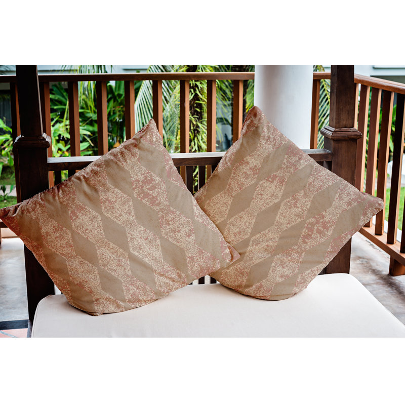 Striped Outdoor Reversible Throw Pillow, Tan, 18" x 18"