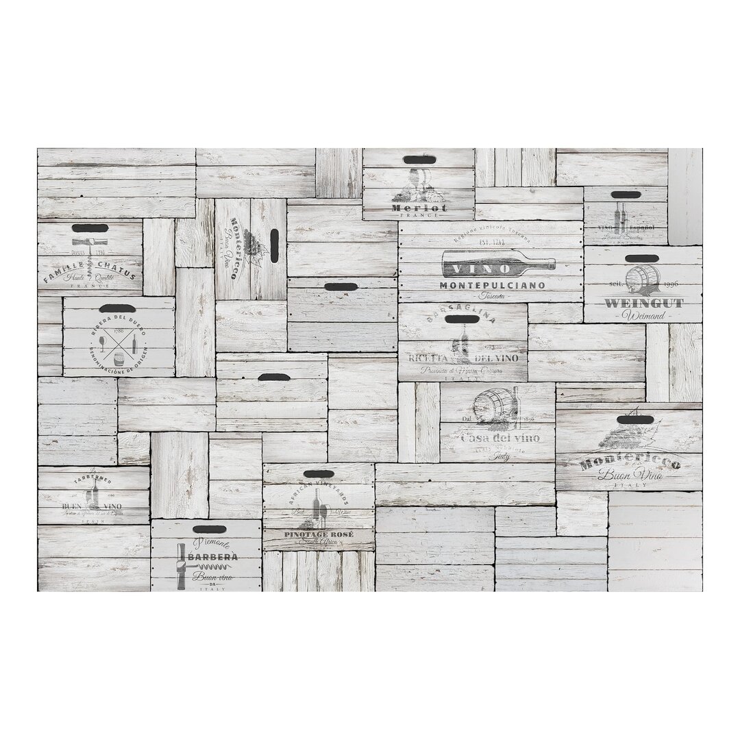 Strukturierte Fototapete Shabby Wooden Crates 2,55 m x 384 cm