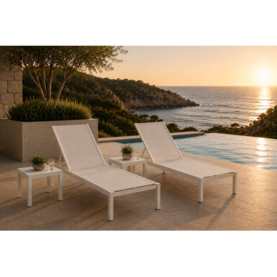 Aynura 76" L Reclining Aluminum Patio Chaise Lounge