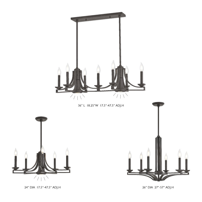 Luminaire suspendu linéaire à 9 lumières pour îlot de cuisine Dedham, Bronze