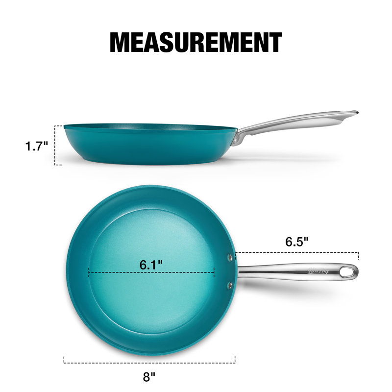 Poêle à frire antiadhésive en aluminium 8 po Hlafrg, Cyan