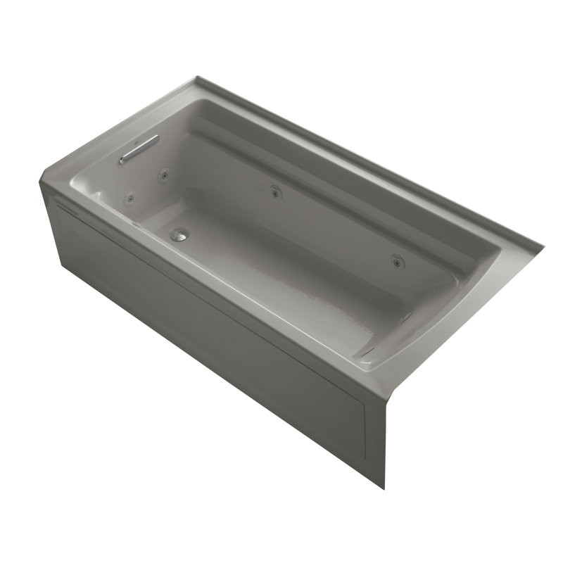 Archer 72" x 36" Alcove Whirlpool Acrylic Bathtub with Heater, Cashmere, Left