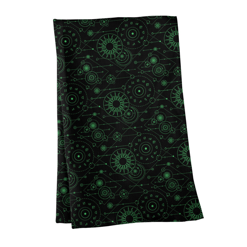 Tea Towel Kitchen Towel, Cotton Twill, Black/Green