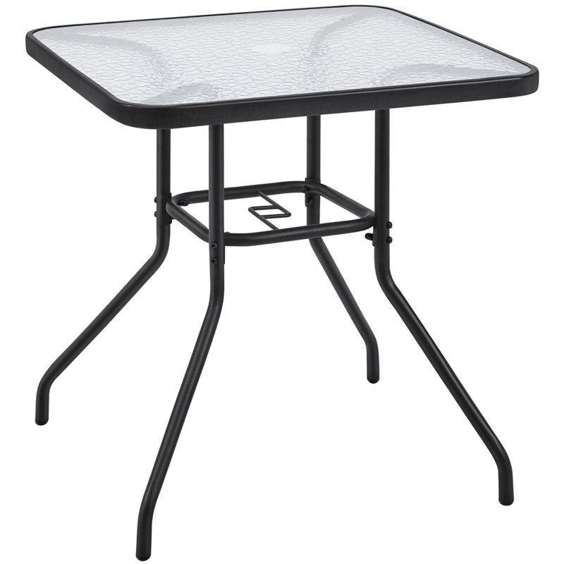 Outdoor Coffee Table Patio Square Bistro Table with Umbrella Hole