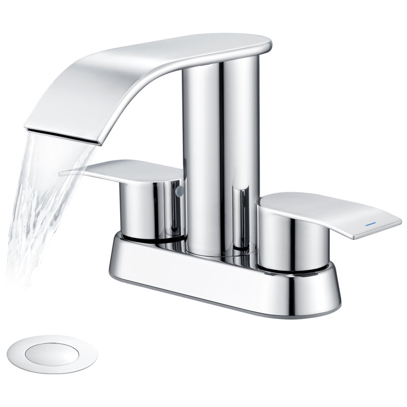 Robinet de lavabo de salle de bain 4 "à poignée double 4" avec drain, Chrome chrome