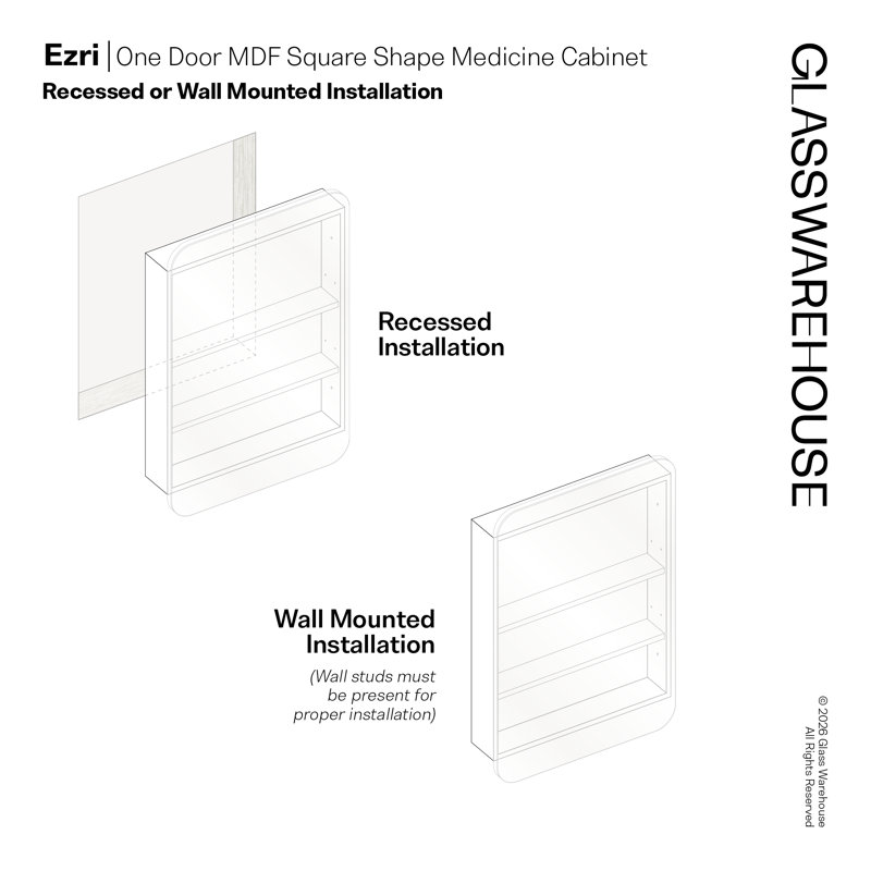 One Door MDF Square Shape Medicine Cabinet