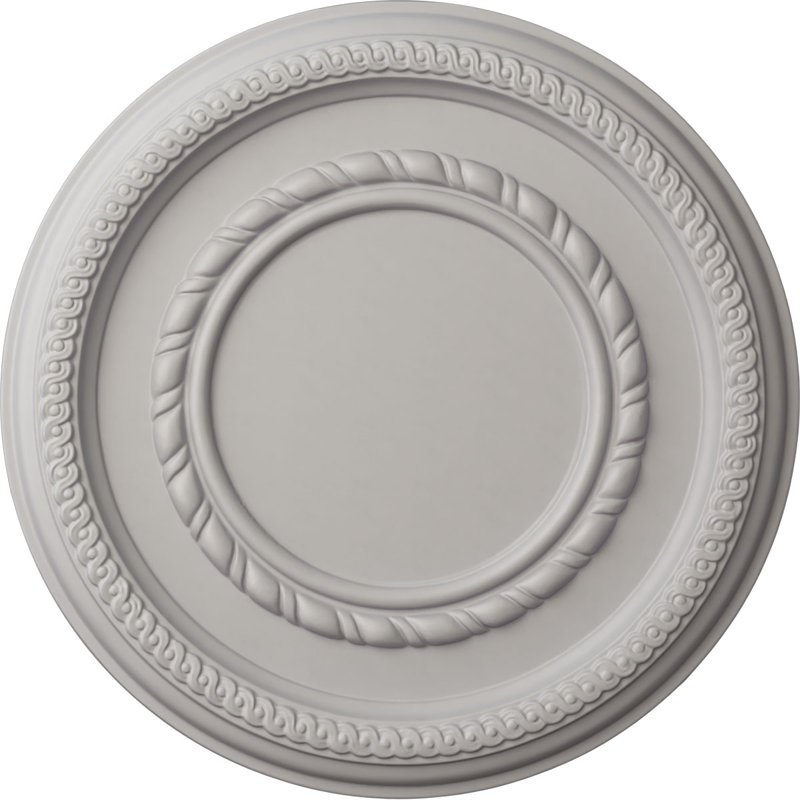 Endurathane Federal Roped Small Ceiling Medallion, 12 5/8"OD x 1 1/8"P (Fits Canopies up to 6"), Hand-Painted Ultra Pure White Finish