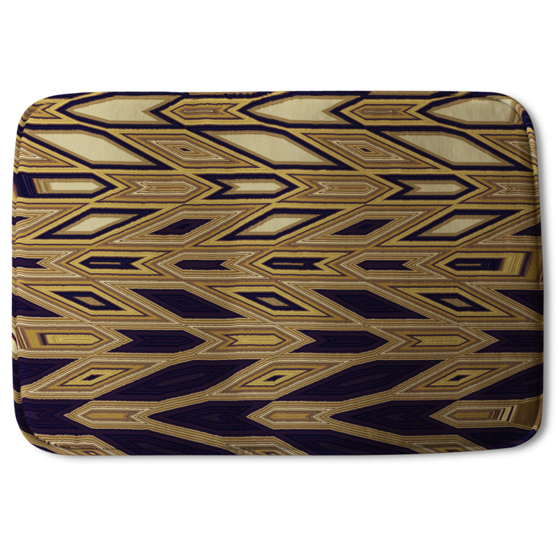 Cordella Non-Slip Bath Rug, Black/Yellow Chevron