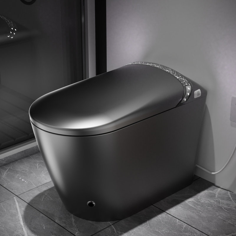 Starry Night Bidet Smart Toilet In Bathroom, Auto Open/Close Seat, Foot Sensor Activation For Flush And Functions, Led Display, Warm Water System, Matte Grey - Instant Heating Flushing Air Dryer,