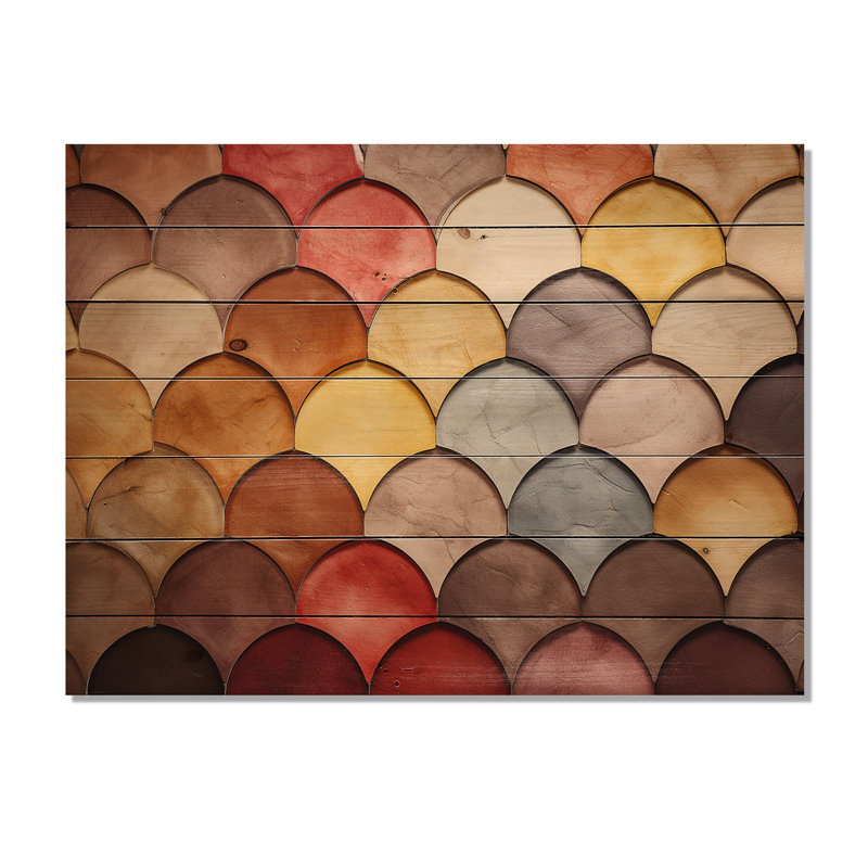 Boho mosaïque colorée festonnée - mosaïque bohème sur bois, H 10 po x l 20 po