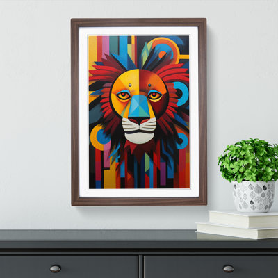 Lion Constructivism - Single Picture Frame Print on Wood