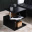 Table de bout, table d'appoint d'appoint, table basse en forme de S avec tablette de rangement et poteaux en acier-1846142911