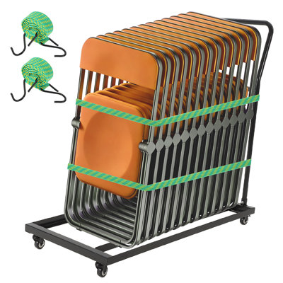 Folding Chair Rack for 25 Chairs, 300 LBS Capacity,L-Shape Vertical | Folding Chair Cart ,Heavy-Duty Metal Chair Storage Dolly for Large Business