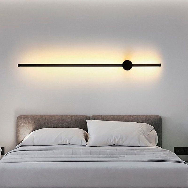Modern Black Wall Lamp, Metal Body, 4.7 x 47.6 x 3.9 inches | 1 x 24W Integral LED, 3000K, 2400 Lumens | Scandinavian Design, Solid Color - Perfect for Contemporary Home Décor & Ambient Lighting