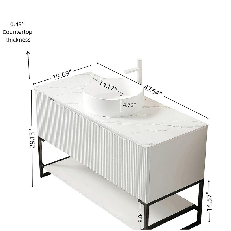 Ensemble de meuble-lavabo et de meuble-lavabo autoportant avec 3 portes et tablette ouverte TULIO