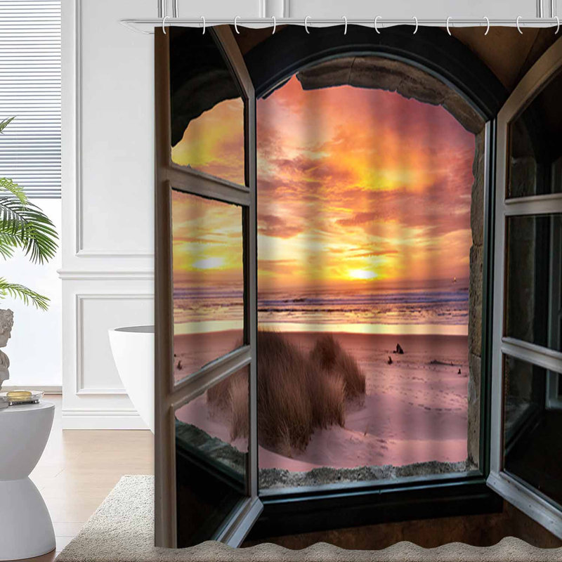 Rideau de douche Beach Ocean Sunset, L 72 po x l 84 po