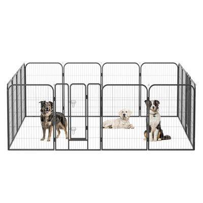16 panneaux pour chien intérieur et extérieur 40 pouces clôture pour chien en métal enclos pour animaux parc pour animaux de compagnie avec portes pour animaux de compagnie, noir
