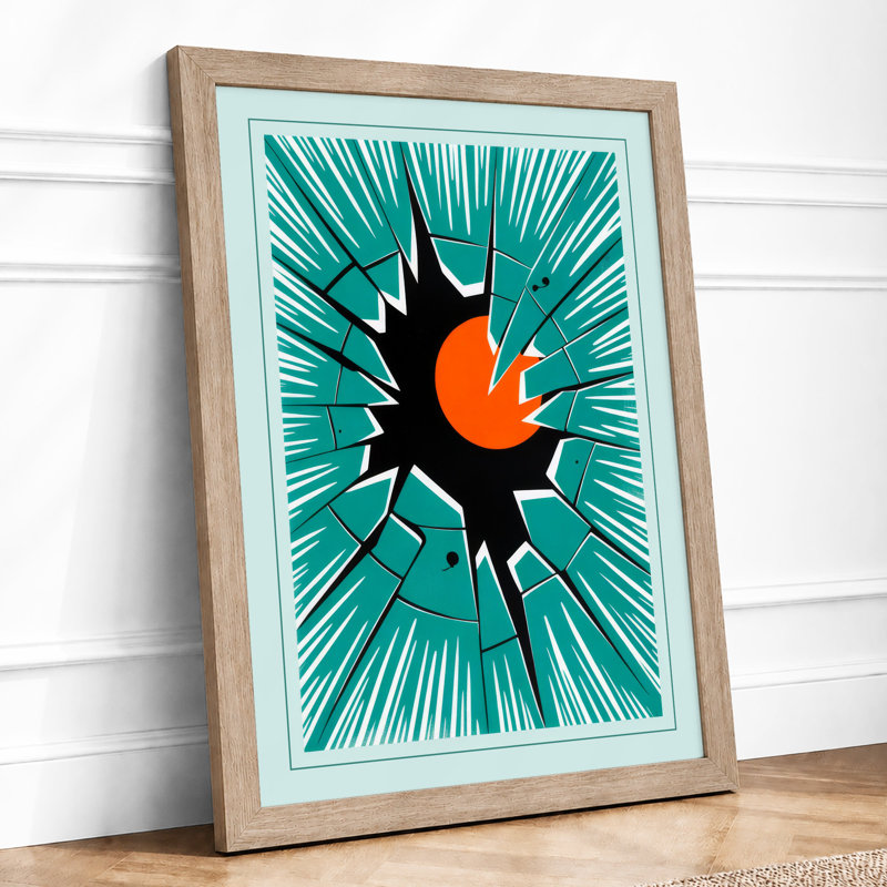Fox in Explosion Geometric - Framed Print, A1 - 84.1 x 59.4 cm, Oak