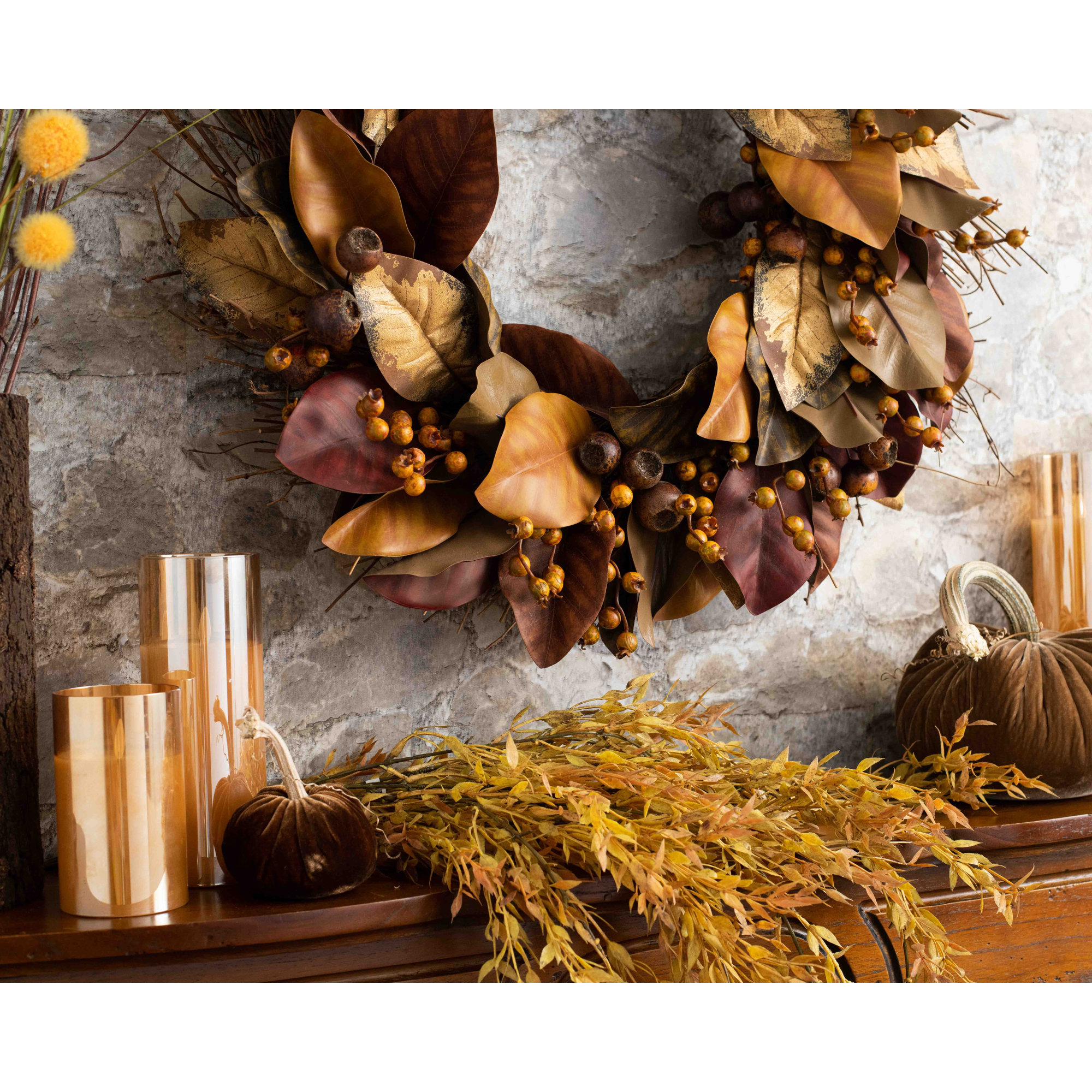 Thanksgiving Silk Wreath, 30" H x 30" W x 6" D