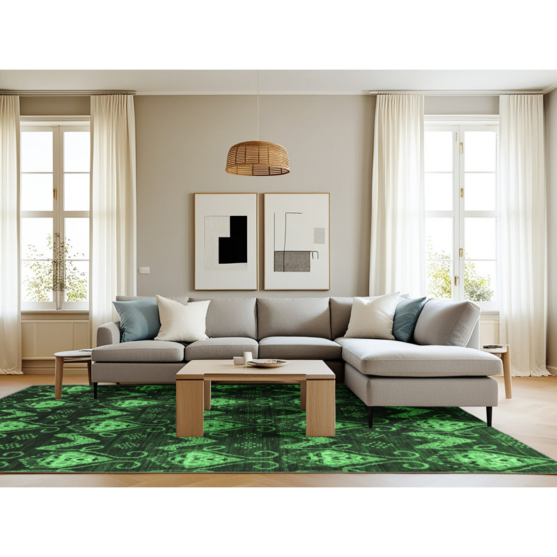 Washable Geometric Indoor Rug, Rectangle 8' x 12'